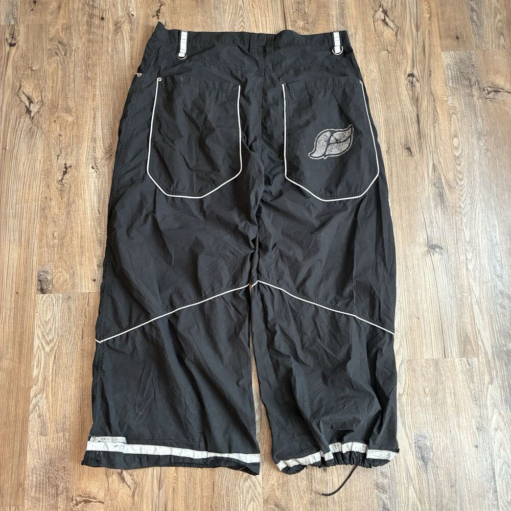 VTG Kikwear '91 Men's Black Parachute Pants 42x31 16in Leg Opening